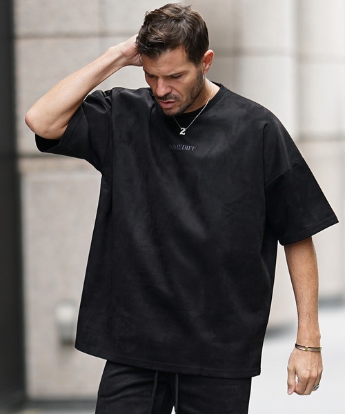 セール】スウェード半袖Tシャツ メンズ ゆったり オーバーサイズ 上品