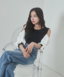 ANDGEEBEE | ギャザースリーブニットトップス(その他トップス)