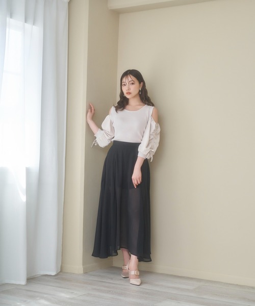 ANDGEEBEE（アンジービー）の「ギャザースリーブニットトップス（その他トップス・レディース・ブラック×ホワイト/ピンク・MEDIUM）」の15枚目の写真