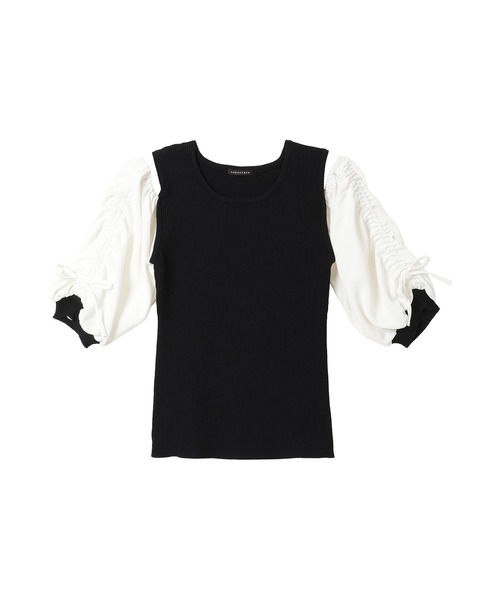 ANDGEEBEE（アンジービー）の「ギャザースリーブニットトップス（その他トップス・レディース・ブラック×ホワイト/ピンク・MEDIUM）」の20枚目の写真
