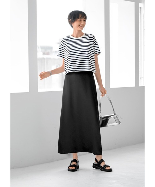STYLE DELI(スタイルデリ)の「【Made in JAPAN】短めハリ感ボーダーTシャツ(Tシャツ/カットソー・レディース・ブルー系/ネイビー系・FREE)」の9枚目の写真