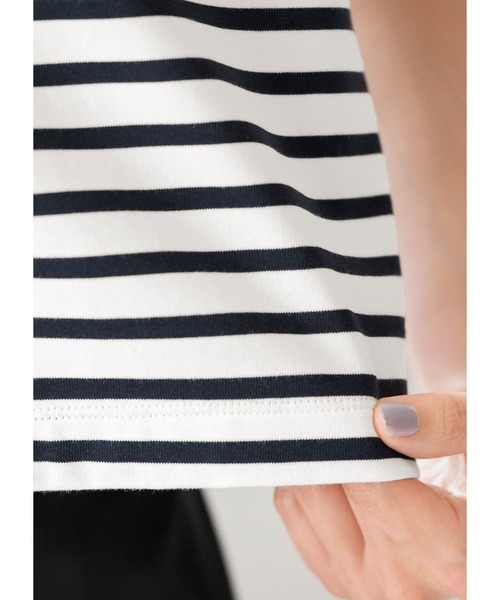 STYLE DELI(スタイルデリ)の「【Made in JAPAN】短めハリ感ボーダーTシャツ(Tシャツ/カットソー・レディース・ブルー系/ネイビー系・FREE)」の10枚目の写真