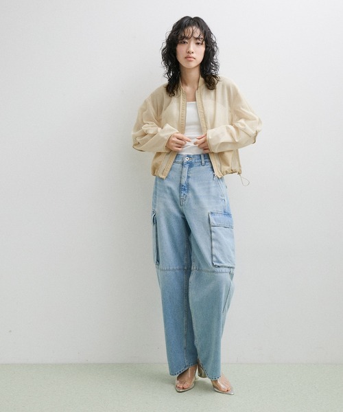 アダムエロペ　メッシュカーディガン ADAM ET ROPE' FEMME ADAM ET ROPE' カーディガン ドロストシアーメッシュ