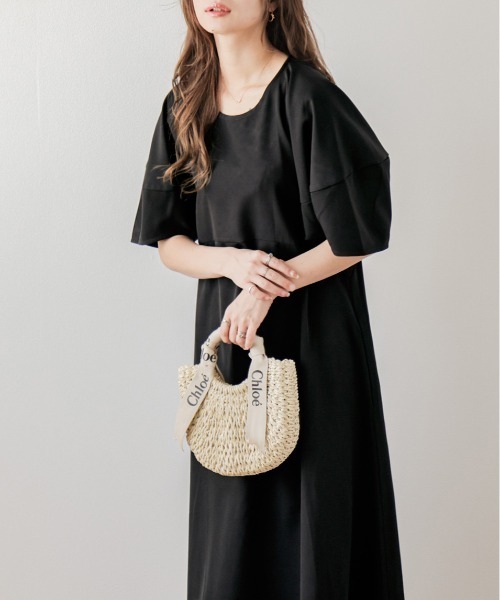 AMELY(エミリー)の「ランタン袖ワンピース(ワンピース・レディース・ベージュ/ブラック/イエロー/ピンク・フリー)」の6枚目の写真
