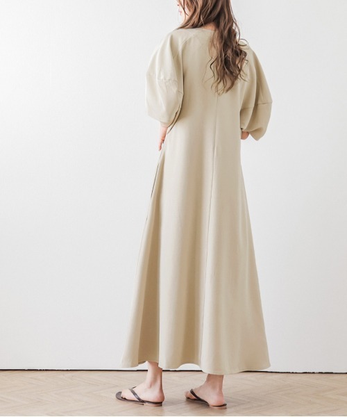 23区【R(アール)】プレミアムコットンジャージー ランタンスリーブ ワンピース osharewalker ワンピース ロングワンピース レディース 七分袖