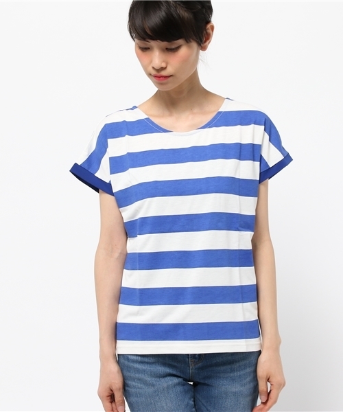 OUTLET(アウトレット)の「【CIAOPANIC TYPY】ストライプボーダー2WAYTシャツ(Tシャツ/カットソー・レディース・ブルー・FREE)」の2枚目の写真