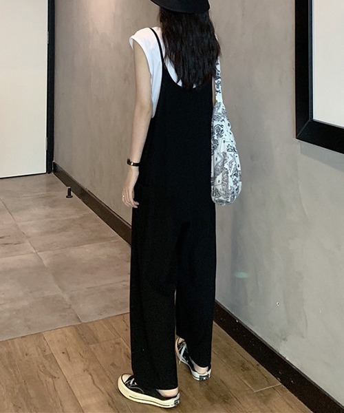 gossip!ロサンゼルス(ゴシップロサンゼルス)の「YUGA ワイドレッグ オーバーオール(サロペット/オーバーオール・レディース・ブラック/ブラウン・FREE)」の7枚目の写真