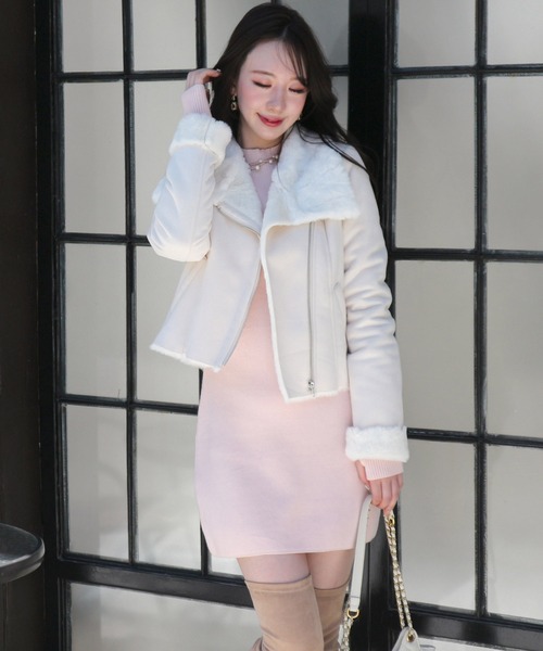 ROYAL PARTY(ロイヤルパーティー)の「ウォッシャブルハイネックミニワンピース(ワンピース・レディース・オフホワイト/ブラック/マルチ/ピンク/ボルドー・FREE)」の15枚目の写真