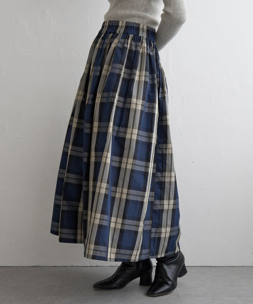 VENCEEXCHANGE（ヴァンスエクスチェンジ）の「タフタチェックギャザースカート（スカート・レディース・グリーン系/ブルー系/レッド系/ブルー/ブラック/オフホワイト/レッド/グリーン/グレー/ダークグリーン/エンジ/ネイビー/グリーン系その他/グリーン系その他2/その他1/ホワイト/ライトグレー/ライトカーキ・FREE）」の12枚目の写真