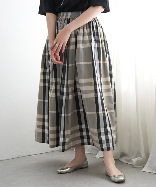 VENCEEXCHANGE（ヴァンスエクスチェンジ）の「タフタチェックギャザースカート（スカート・レディース・グリーン系/ブルー系/レッド系/ブルー/ブラック/オフホワイト/レッド/グリーン/グレー/ダークグリーン/エンジ/ネイビー/グリーン系その他/グリーン系その他2/その他1/ホワイト/ライトグレー/ライトカーキ・FREE）」の19枚目の写真