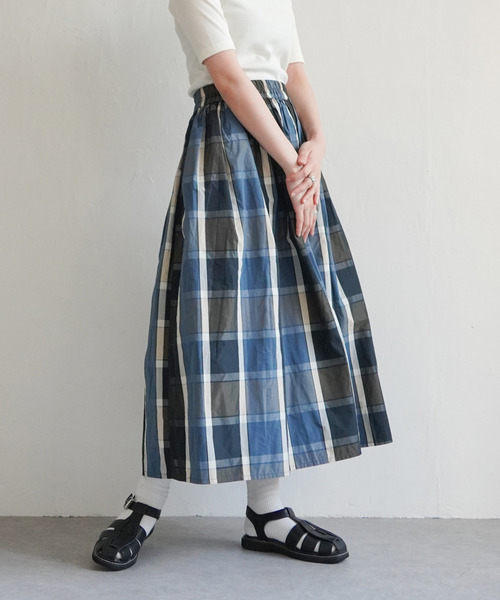 美品　BEAUTY&YOUTH チェックタフタギャザースカート ウォッシャブル 美品 BEAUTY&YOUTH チェックタフタギャザースカート