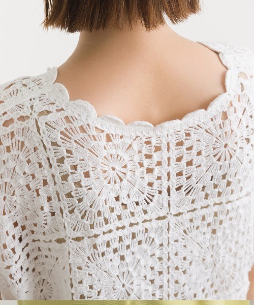 terrace(テラス)の「クロシェ編みトップ(Tシャツ/カットソー・レディース・ブラック/オフホワイト・MEDIUM)」の11枚目の写真
