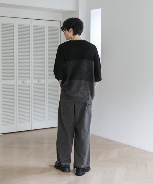 良品ARMANI COLLEZIONI シルク　サマーセーター　黒　紫 acm78m_8.jpg