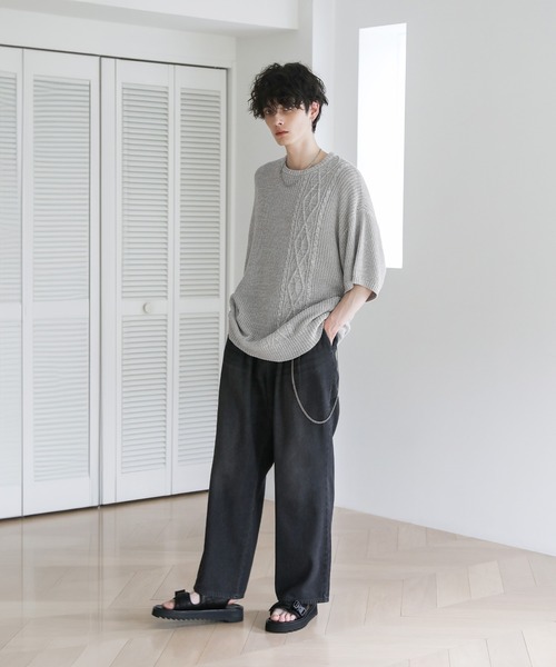ビッグシルエット畦編みケーブルサマーニット（ニット/セーター