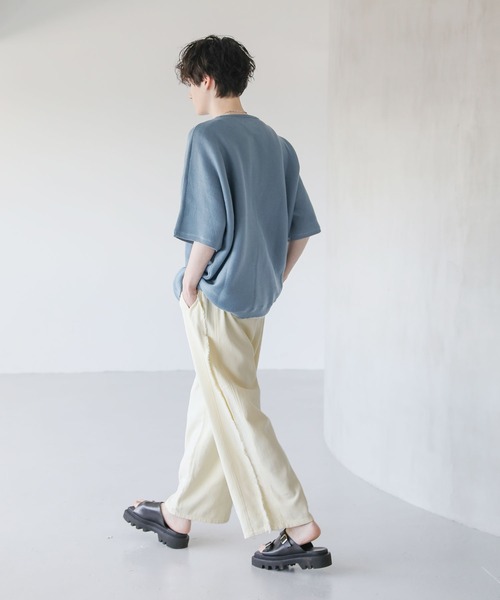 ASTRONOMY（アストロノミー）の「ヴィンテージ加工サイドフリンジ切替ワイドバギーデニム（デニムパンツ・メンズ・グレー/ブラック/サックスブルー/アイボリー・S/M/L）」の10枚目の写真