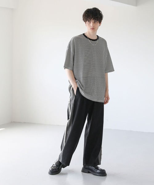 BLINDNOPLAN ミリタリー フリンジ 切替 デニムパンツ ワンタック切替バックフリンジワイドデニムパンツ 通販【ニッセン】