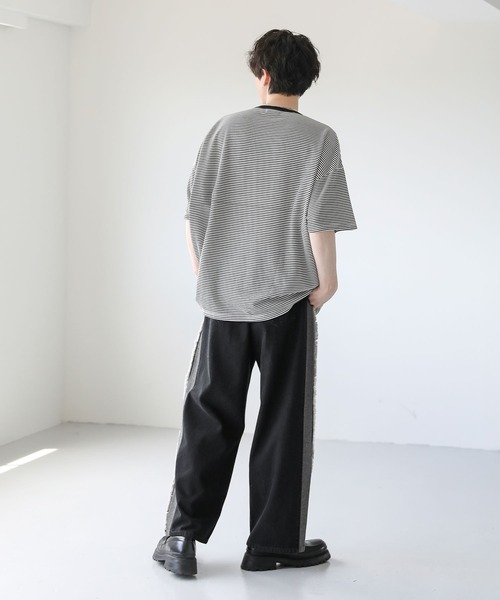 ASTRONOMY（アストロノミー）の「ヴィンテージ加工サイドフリンジ切替ワイドバギーデニム（デニムパンツ・メンズ・グレー/ブラック/サックスブルー/アイボリー・S/M/L）」の19枚目の写真