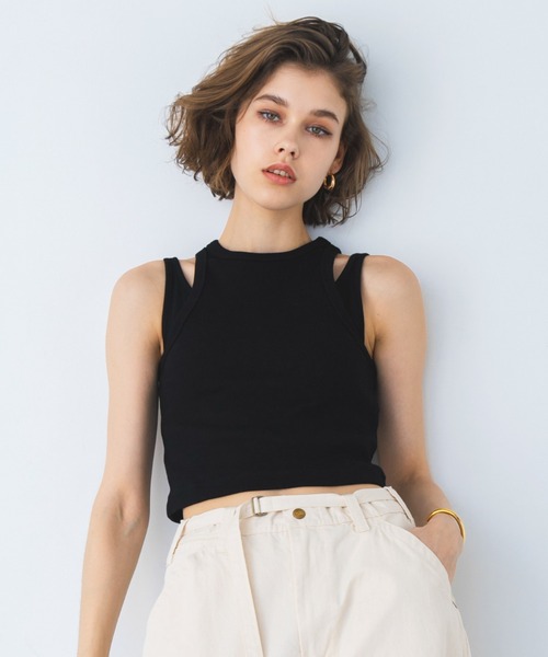 【★安心の定価販売★】 セール】Layered Rib Tank Top / レイヤードリブタンクトップSet トップス