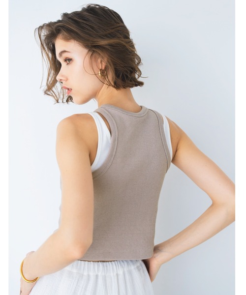 ALEXIA STAM（アリシアスタン）の「Layered Rib Tank Top / レイヤードリブタンクトップSet（タンクトップ・レディース・ブラック/ホワイト/グレイッシュベージュ・S/M）」の6枚目の写真