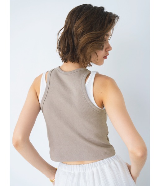 ALEXIA STAM（アリシアスタン）の「Layered Rib Tank Top / レイヤードリブタンクトップSet（タンクトップ・レディース・ブラック/ホワイト/グレイッシュベージュ・S/M）」の13枚目の写真
