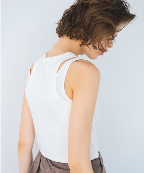 ALEXIA STAM（アリシアスタン）の「Layered Rib Tank Top / レイヤードリブタンクトップSet（タンクトップ・レディース・ブラック/ホワイト/グレイッシュベージュ・S/M）」の5枚目の写真