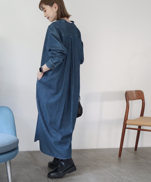 AMERICAN HOLIC（アメリカンホリック）の「デニムシャツワンピース（シャツワンピース・レディース・インディゴブルー/ブラック・M/L）」の9枚目の写真