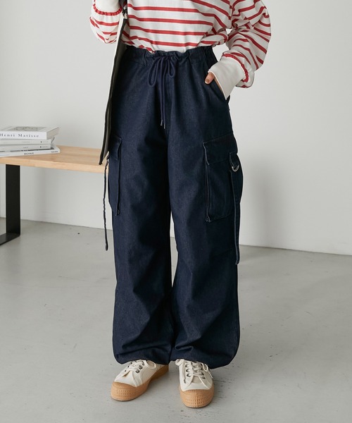 forksy.（フォルクシー）の「【forksy.】M-65デニムフィールドカーゴパンツ（デニムパンツ・レディース・ダークグレー/アイボリー/インディゴブルー/ブルー・FREE）」の3枚目の写真