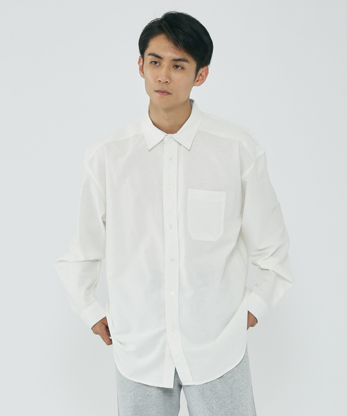 MYSELF ABAHOUSE(マイセルフアバハウス)の「ルーズ オーバー シルエット オックス レギュラーカラー シャツ(シャツ/ブラウス・メンズ・ホワイト/ピンク/ストライプ/ブルー・S/M/L/XL)」の1枚目の写真