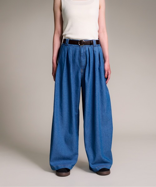 CALIFORNIA OUTFITTERS（カリフォルニア アウトフィッターズ）の「3-7E2 デニム 4タック ワイドパンツ ストレート（デニムパンツ・レディース・ブルー/ワンウォッシュ/ライトブルー・SMALL/MEDIUM/LARGE）」の13枚目の写真