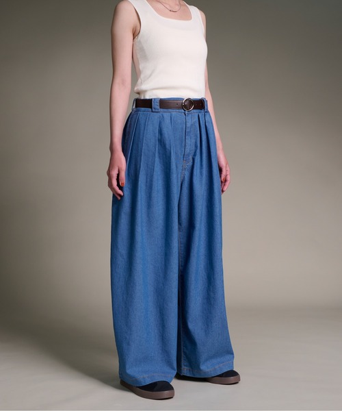 CALIFORNIA OUTFITTERS（カリフォルニア アウトフィッターズ）の「3-7E2 デニム 4タック ワイドパンツ ストレート（デニムパンツ・レディース・ブルー/ワンウォッシュ/ライトブルー・SMALL/MEDIUM/LARGE）」の14枚目の写真