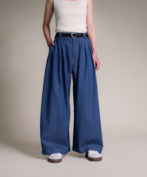 CALIFORNIA OUTFITTERS（カリフォルニア アウトフィッターズ）の「3-7E2 デニム 4タック ワイドパンツ ストレート（デニムパンツ・レディース・ブルー/ワンウォッシュ/ライトブルー・SMALL/MEDIUM/LARGE）」の8枚目の写真