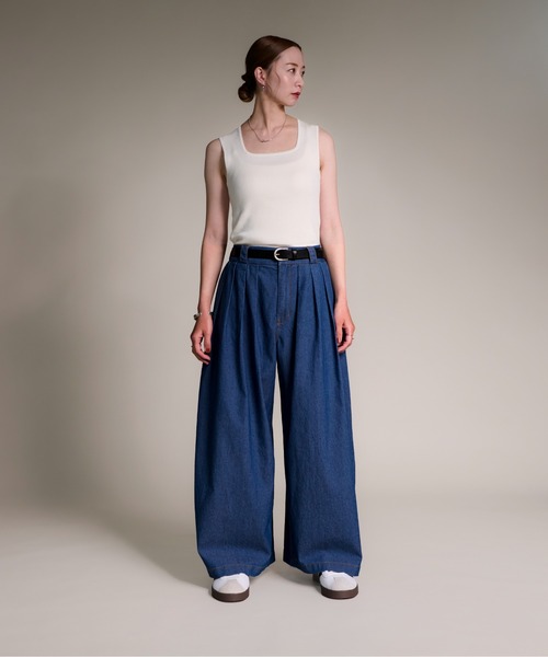 CALIFORNIA OUTFITTERS（カリフォルニア アウトフィッターズ）の「3-7E2 デニム 4タック ワイドパンツ ストレート（デニムパンツ・レディース・ブルー/ワンウォッシュ/ライトブルー・SMALL/MEDIUM/LARGE）」の9枚目の写真