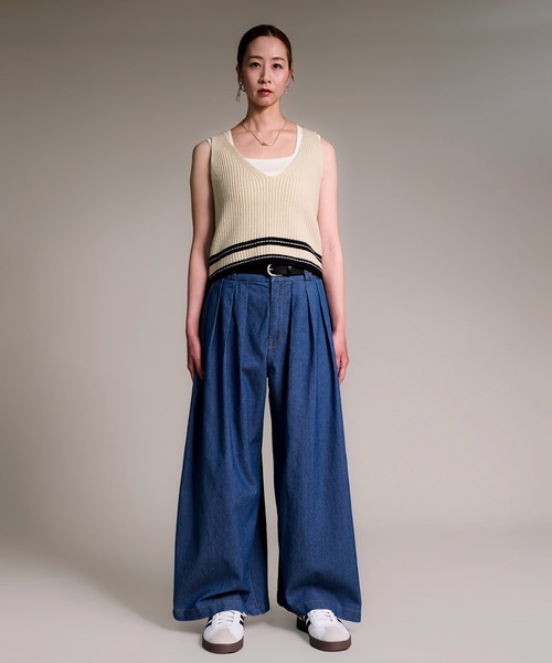 CALIFORNIA OUTFITTERS（カリフォルニア アウトフィッターズ）の「3-7E2 デニム 4タック ワイドパンツ ストレート（デニムパンツ・レディース・ブルー/ワンウォッシュ/ライトブルー・SMALL/MEDIUM/LARGE）」の10枚目の写真