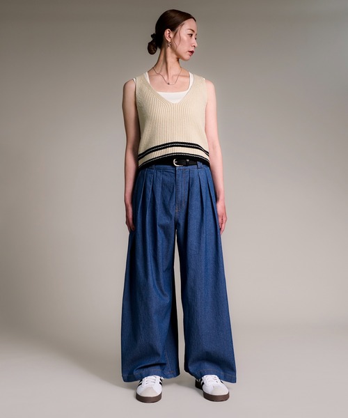 CALIFORNIA OUTFITTERS（カリフォルニア アウトフィッターズ）の「3-7E2 デニム 4タック ワイドパンツ ストレート（デニムパンツ・レディース・ブルー/ワンウォッシュ/ライトブルー・SMALL/MEDIUM/LARGE）」の11枚目の写真