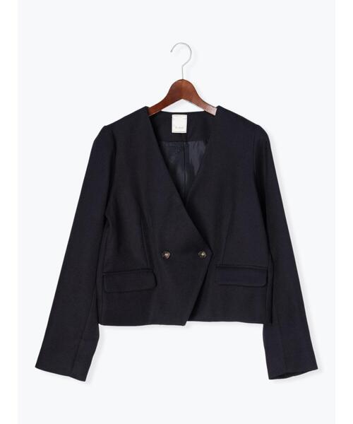 Te chichi（テチチ）の「ノーカラークロップドジャケット（セットアップ可）（ノーカラージャケット・レディース・ネイビー/ベージュ・F）」の18枚目の写真