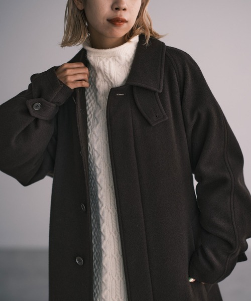 CIAOPANIC（チャオパニック）の「【RAXA/ラシャ】ベルテッドステンコート（ステンカラーコート・レディース・ブラウン/サックスブルー/ブラック/グレー/ホワイト・M/L）」の13枚目の写真