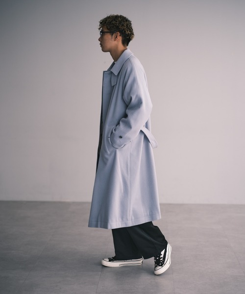 CIAOPANIC（チャオパニック）の「【RAXA/ラシャ】ベルテッドステンコート（ステンカラーコート・レディース・ブラウン/サックスブルー/ブラック/グレー/ホワイト・M/L）」の15枚目の写真