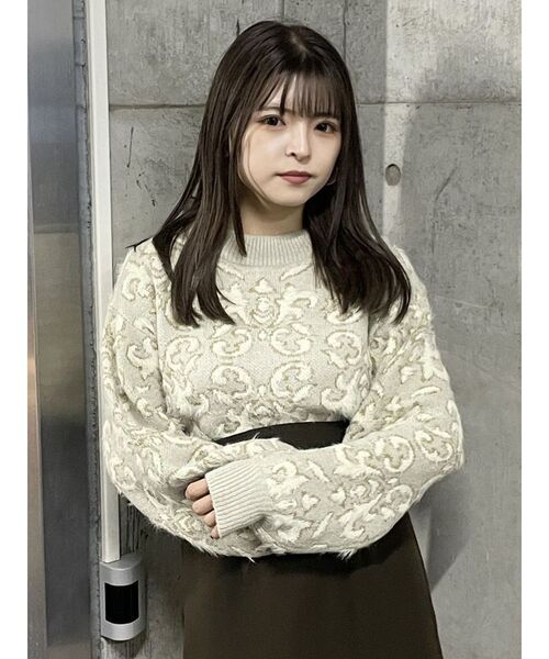 MURUA（ムルーア）の「ジオメシャギーニット（ニット/セーター・レディース・グリーン/アイボリー/ブラック・FREE）」の5枚目の写真