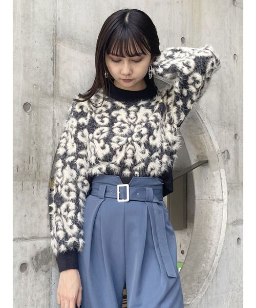 MURUA（ムルーア）の「ジオメシャギーニット（ニット/セーター・レディース・グリーン/アイボリー/ブラック・FREE）」の14枚目の写真