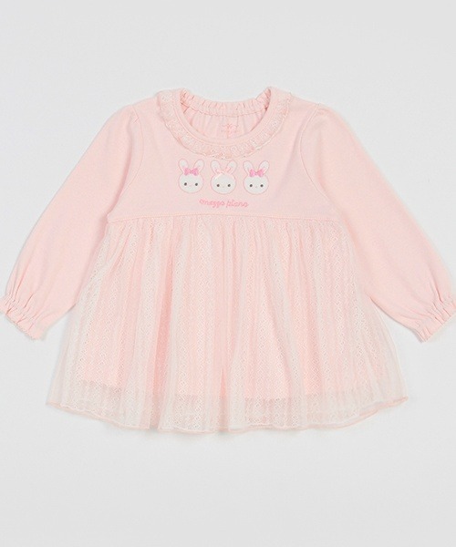 メゾピアノ♡立体うさぎ♡マスコットうさぎ♡ピンク長袖ワンピース90センチ メゾピアノ♡立体うさぎ♡マスコットうさぎ♡ピンク長袖ワンピース90