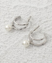 ◆【セレモニー】ひとつぶフェイクパールフープピアス＆イヤリング