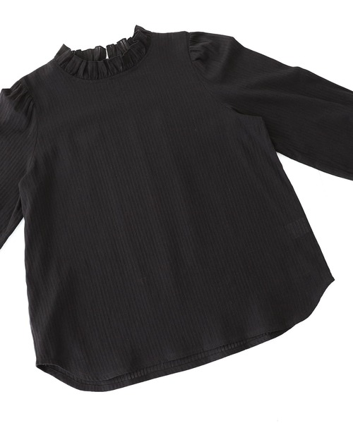 n'OrLABEL（ノアールレーベル）の「『ドビーストライプフリルブラウス』（シャツ/ブラウス・レディース・ブラック/オフホワイト・1/2）」の5枚目の写真