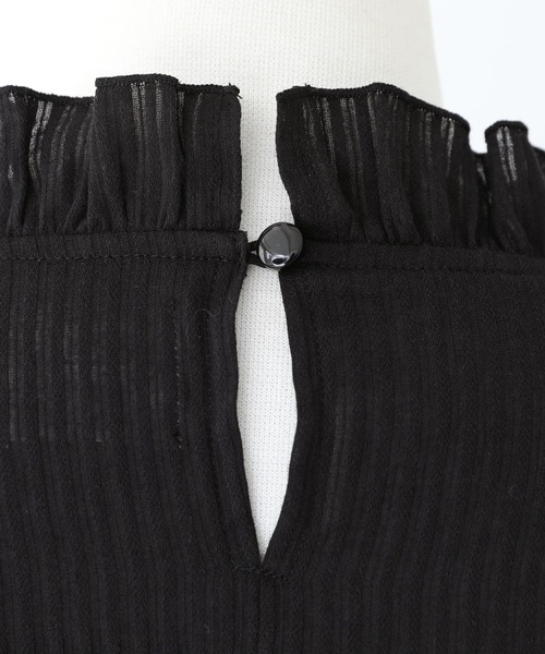 n'OrLABEL（ノアールレーベル）の「『ドビーストライプフリルブラウス』（シャツ/ブラウス・レディース・ブラック/オフホワイト・1/2）」の10枚目の写真