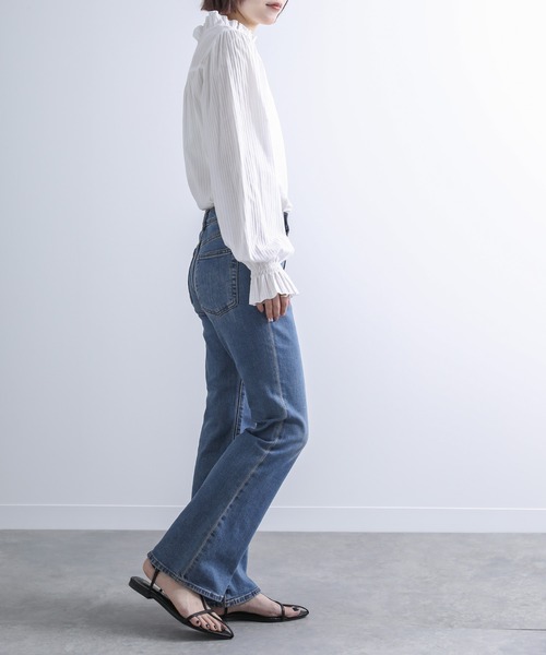 n'OrLABEL（ノアールレーベル）の「『ドビーストライプフリルブラウス』（シャツ/ブラウス・レディース・ブラック/オフホワイト・1/2）」の14枚目の写真