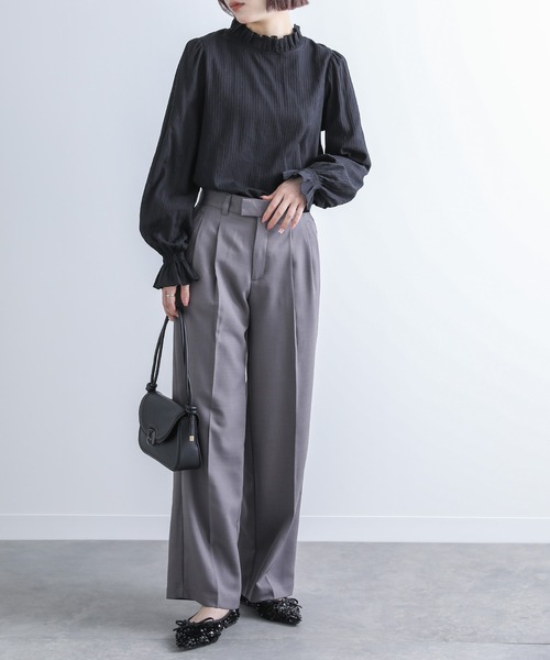 n'OrLABEL（ノアールレーベル）の「『ドビーストライプフリルブラウス』（シャツ/ブラウス・レディース・ブラック/オフホワイト・1/2）」の17枚目の写真