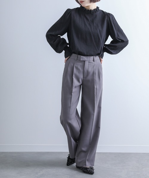 n'OrLABEL（ノアールレーベル）の「『ドビーストライプフリルブラウス』（シャツ/ブラウス・レディース・ブラック/オフホワイト・1/2）」の18枚目の写真