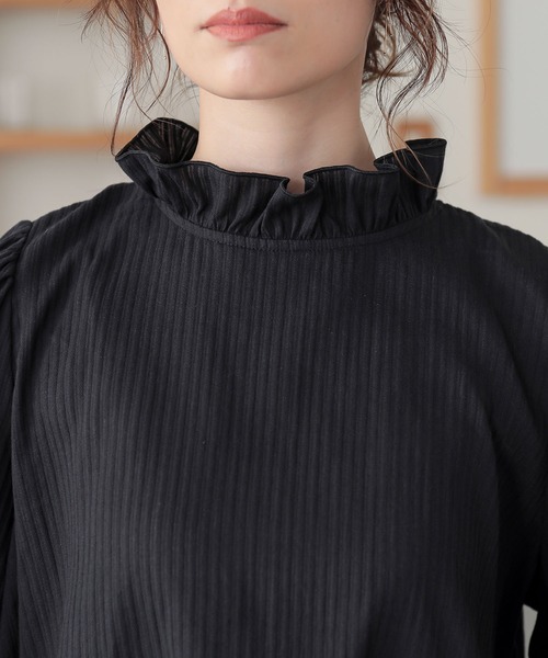 n'OrLABEL（ノアールレーベル）の「『ドビーストライプフリルブラウス』（シャツ/ブラウス・レディース・ブラック/オフホワイト・1/2）」の22枚目の写真