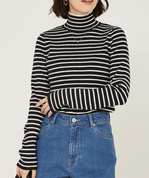 abahouse mavie（アバハウスマヴィ）の「ストレッチリブハイネックプルオーバー/タートル/冬服（ニット/セーター・レディース・ラベンダー/ブラック/ホワイト/ホワイト系その他/アイボリー/ブラック系その他/ダークグリーン・フリー）」の5枚目の写真