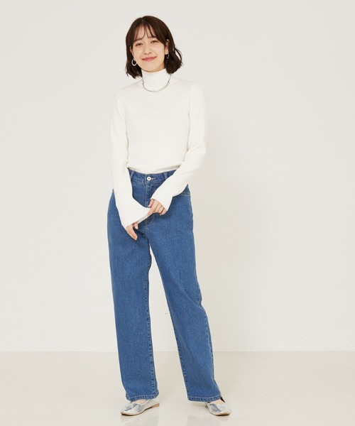 abahouse mavie（アバハウスマヴィ）の「ストレッチリブハイネックプルオーバー/タートル/冬服（ニット/セーター・レディース・ラベンダー/ブラック/ホワイト/ホワイト系その他/アイボリー/ブラック系その他/ダークグリーン・フリー）」の8枚目の写真