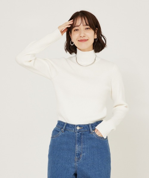 abahouse mavie（アバハウスマヴィ）の「ストレッチリブハイネックプルオーバー/タートル/冬服（ニット/セーター・レディース・ラベンダー/ブラック/ホワイト/ホワイト系その他/アイボリー/ブラック系その他/ダークグリーン・フリー）」の10枚目の写真